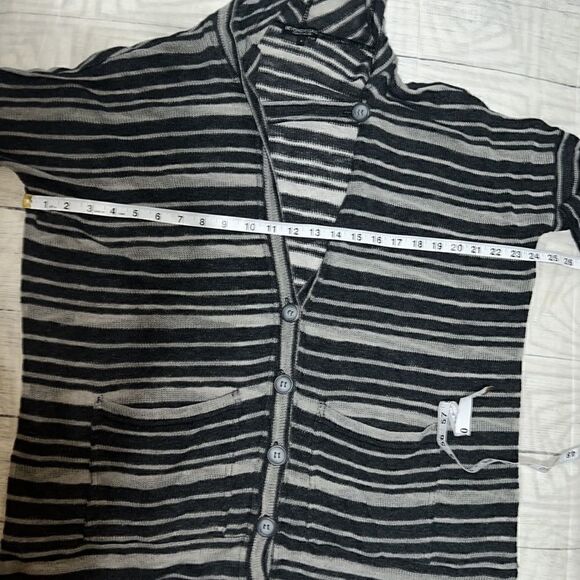 Beyond Yoga Striped Button Front Hooded Cardigan Pockets Oversized sz S Small - Picture 5 of 8